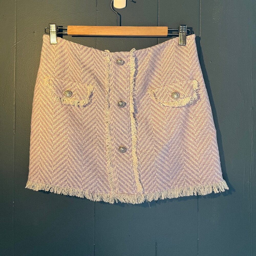 Italian knit purple and white mini skirt